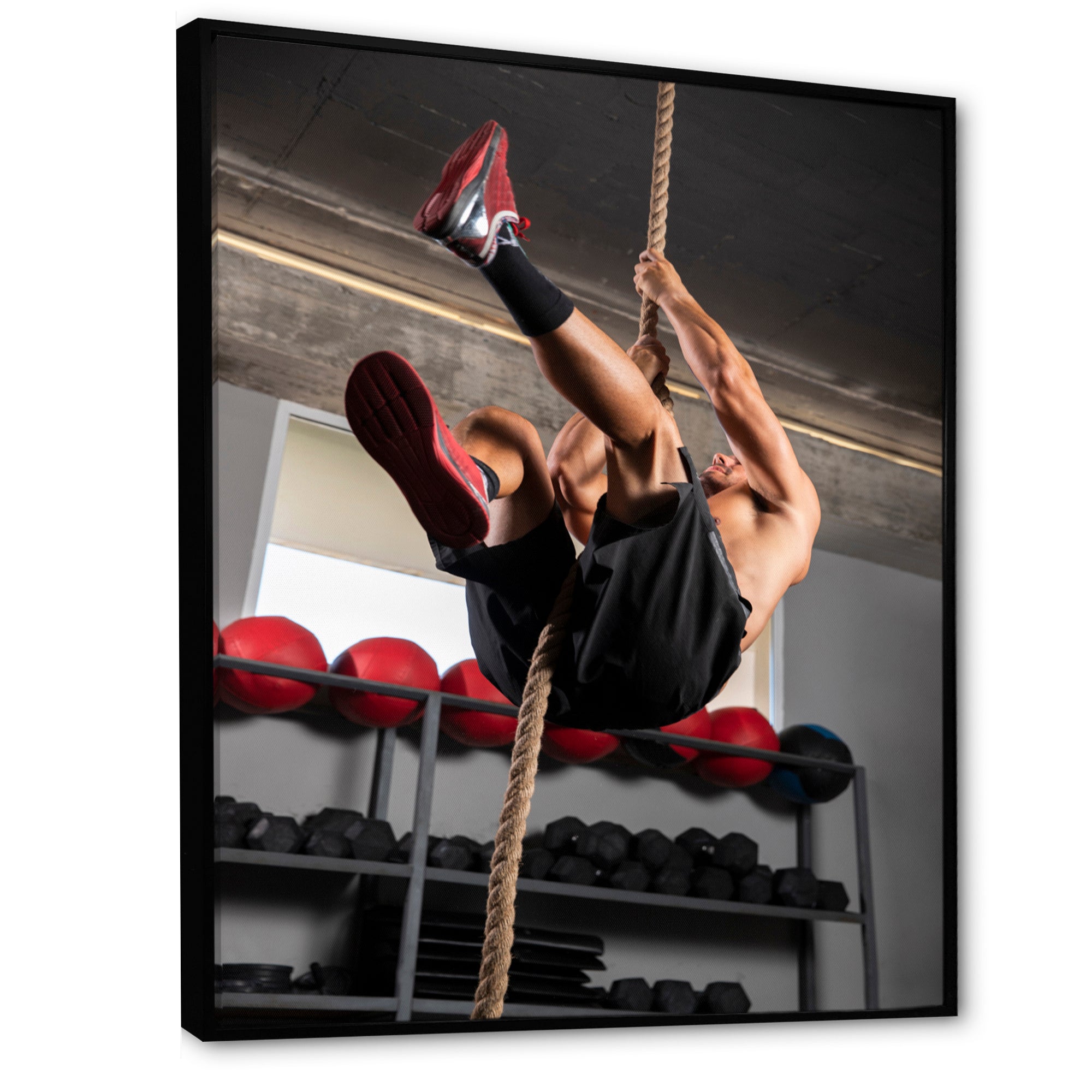 Weightlifting Woman Man Portrait I - Weightlifting Canvas Wall Art