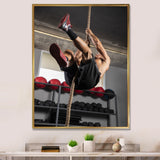 Weightlifting Woman Man Portrait I - Weightlifting Canvas Wall Art