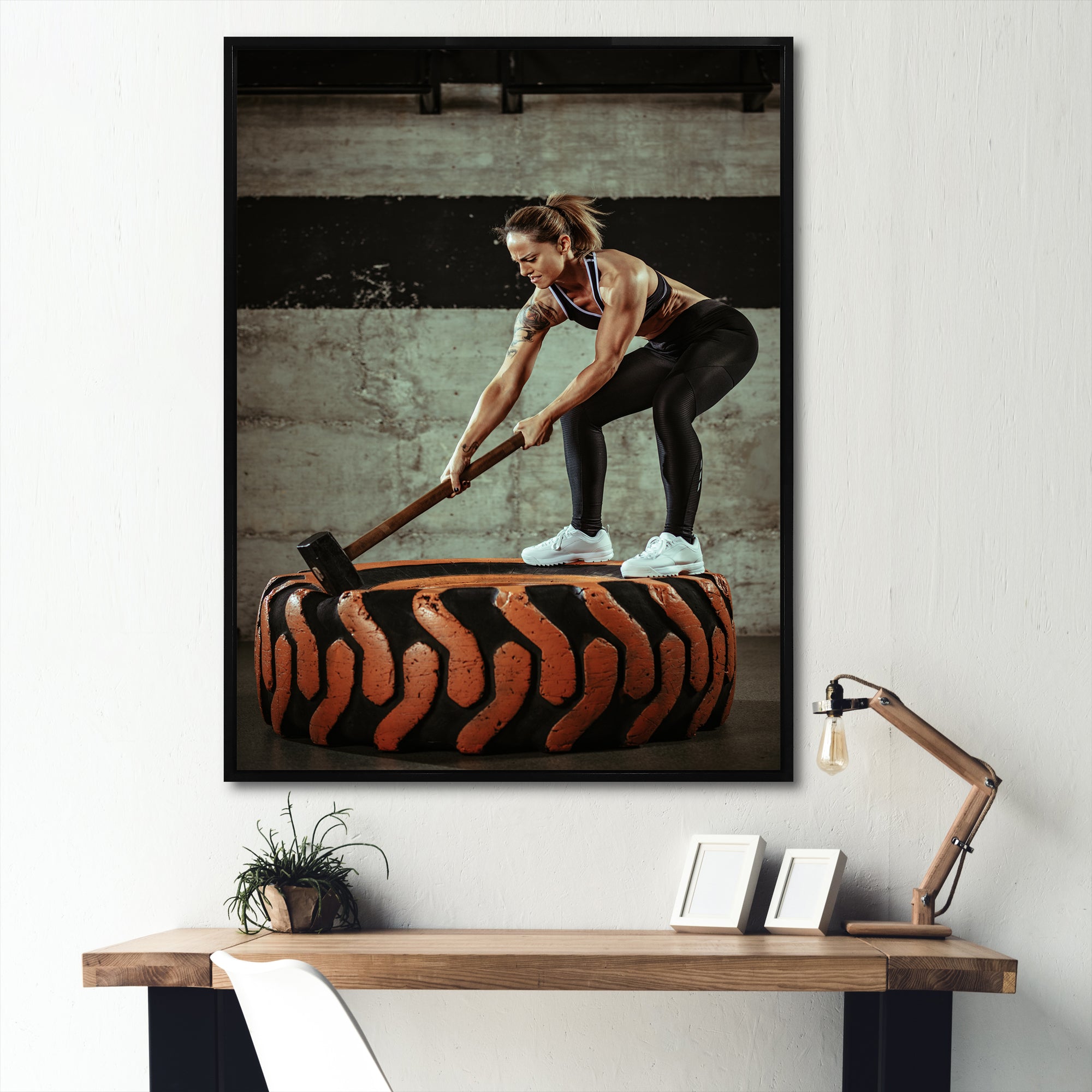 Weightlifting Gym Woman - Weightlifting Canvas Wall Art