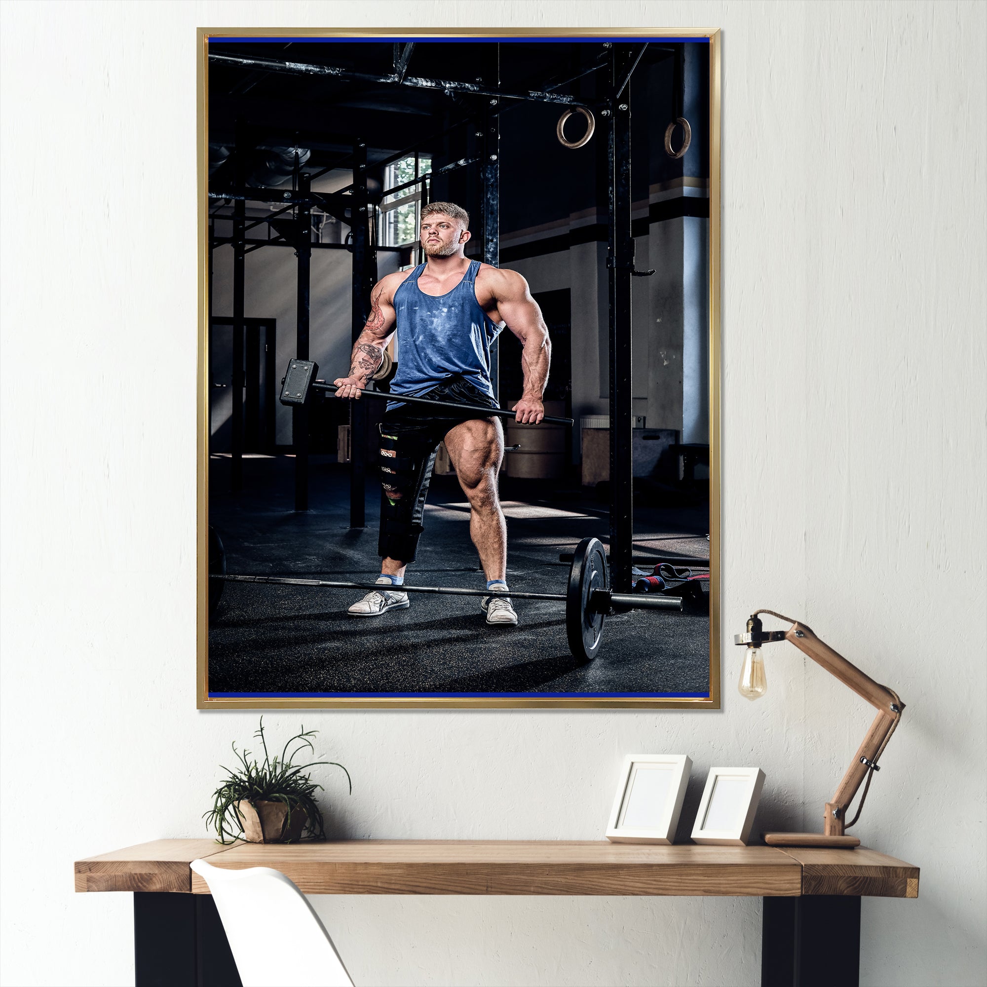 Powerlifting Man Flex I - Weightlifting Canvas Wall Art