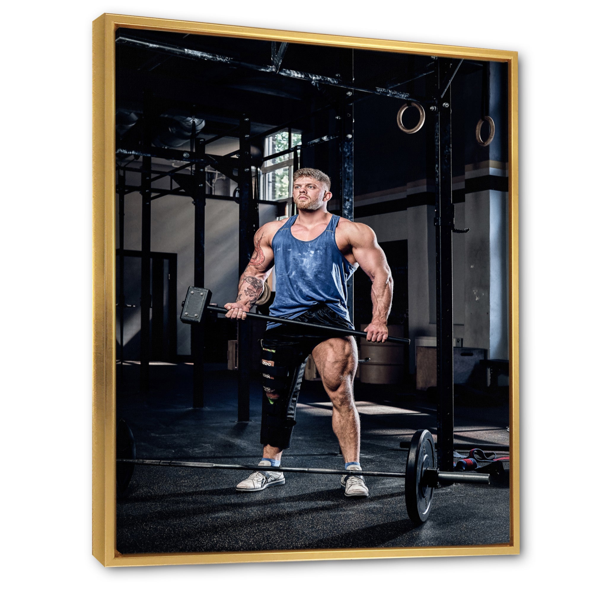 Powerlifting Man Flex I - Weightlifting Canvas Wall Art