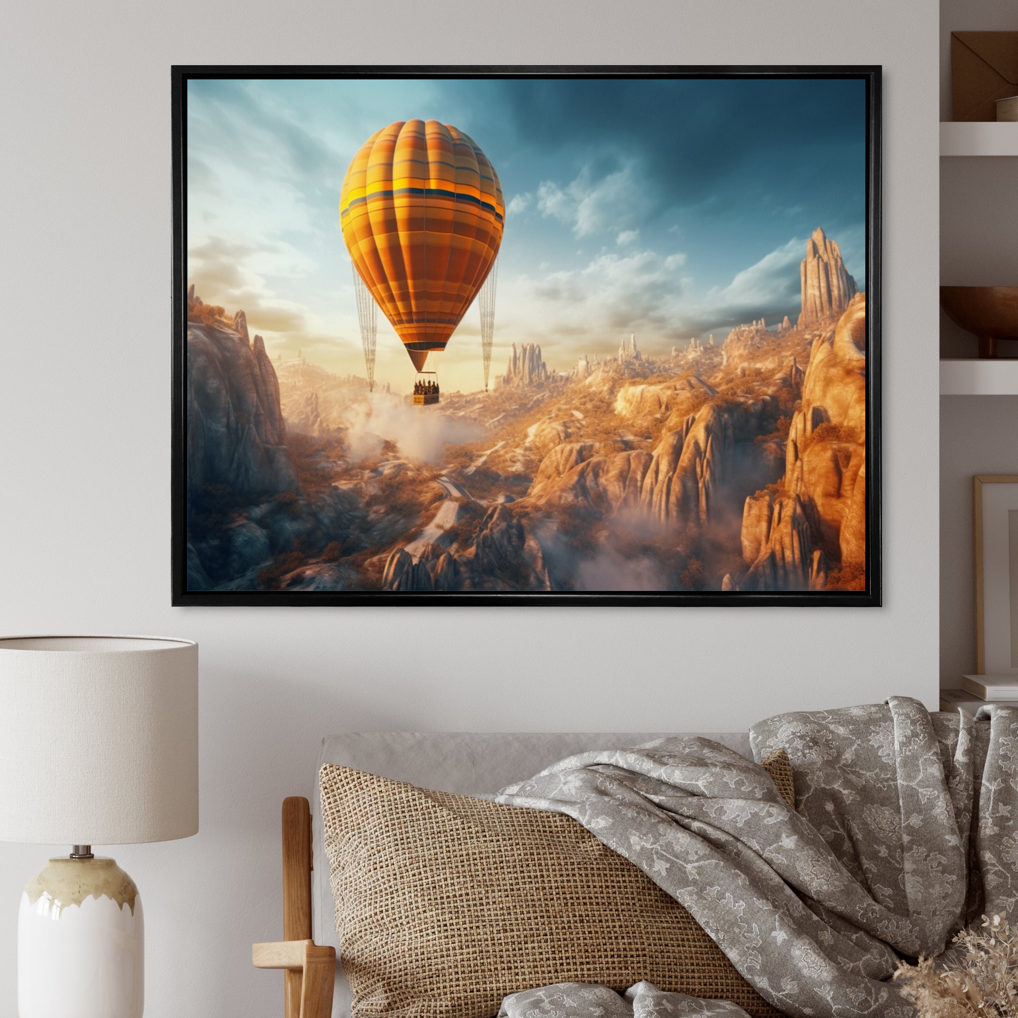 Yellow Hot Air Ballon Panoramic I - Hot Air Balloon Canvas Wall Art