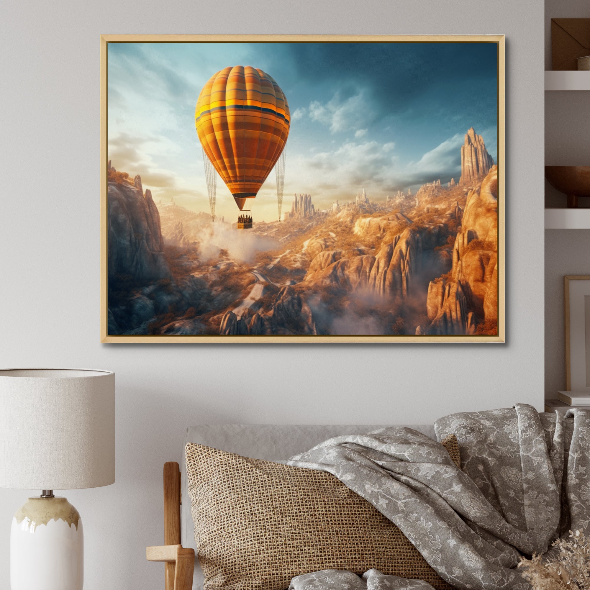 Yellow Hot Air Ballon Panoramic I - Hot Air Balloon Canvas Wall Art