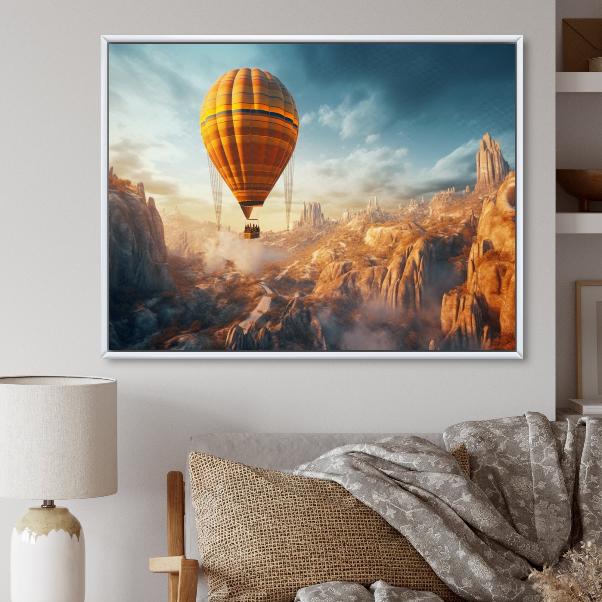Yellow Hot Air Ballon Panoramic I - Hot Air Balloon Canvas Wall Art