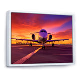 Airplane At Sunset I - Plane Canvas Wall Art