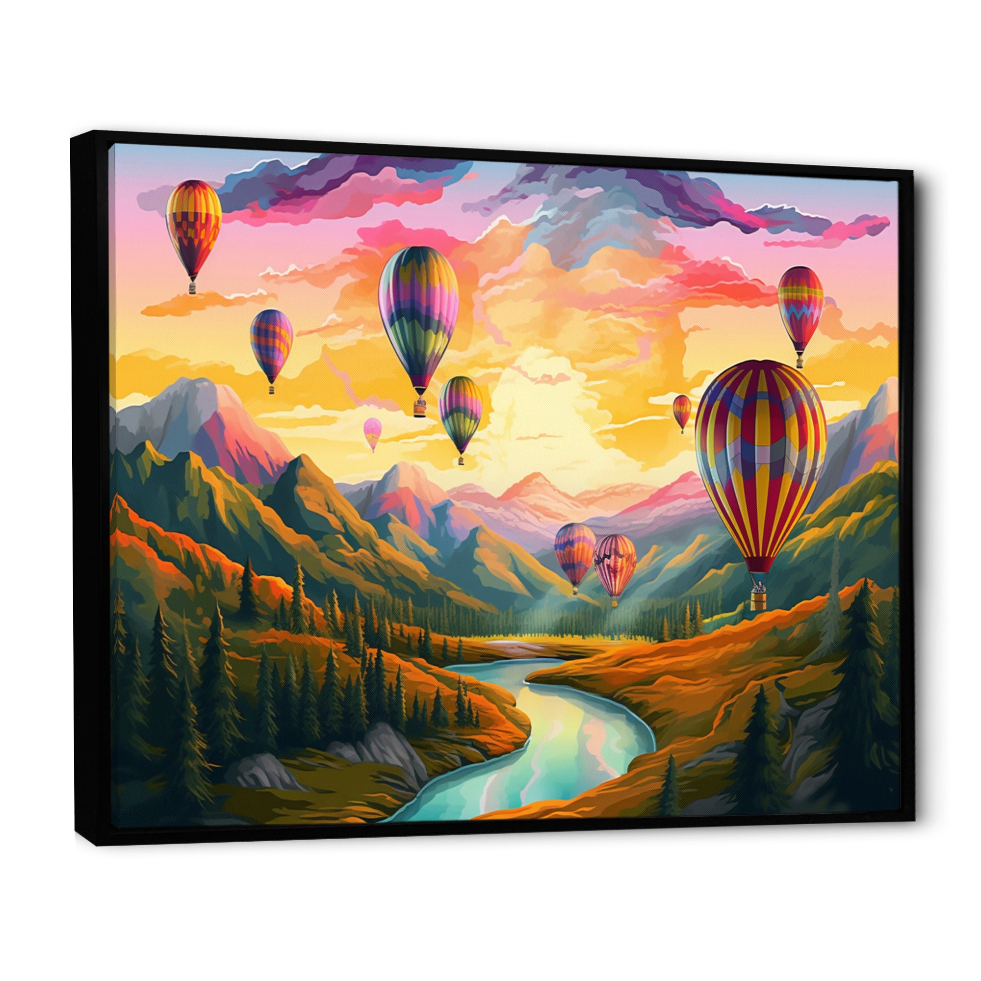 Hot Air Ballon Bold Scenery I - Hot Air Balloon Canvas Wall Art
