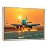 Sunset Airplane On The Tarmac I - Plane Canvas Wall Art