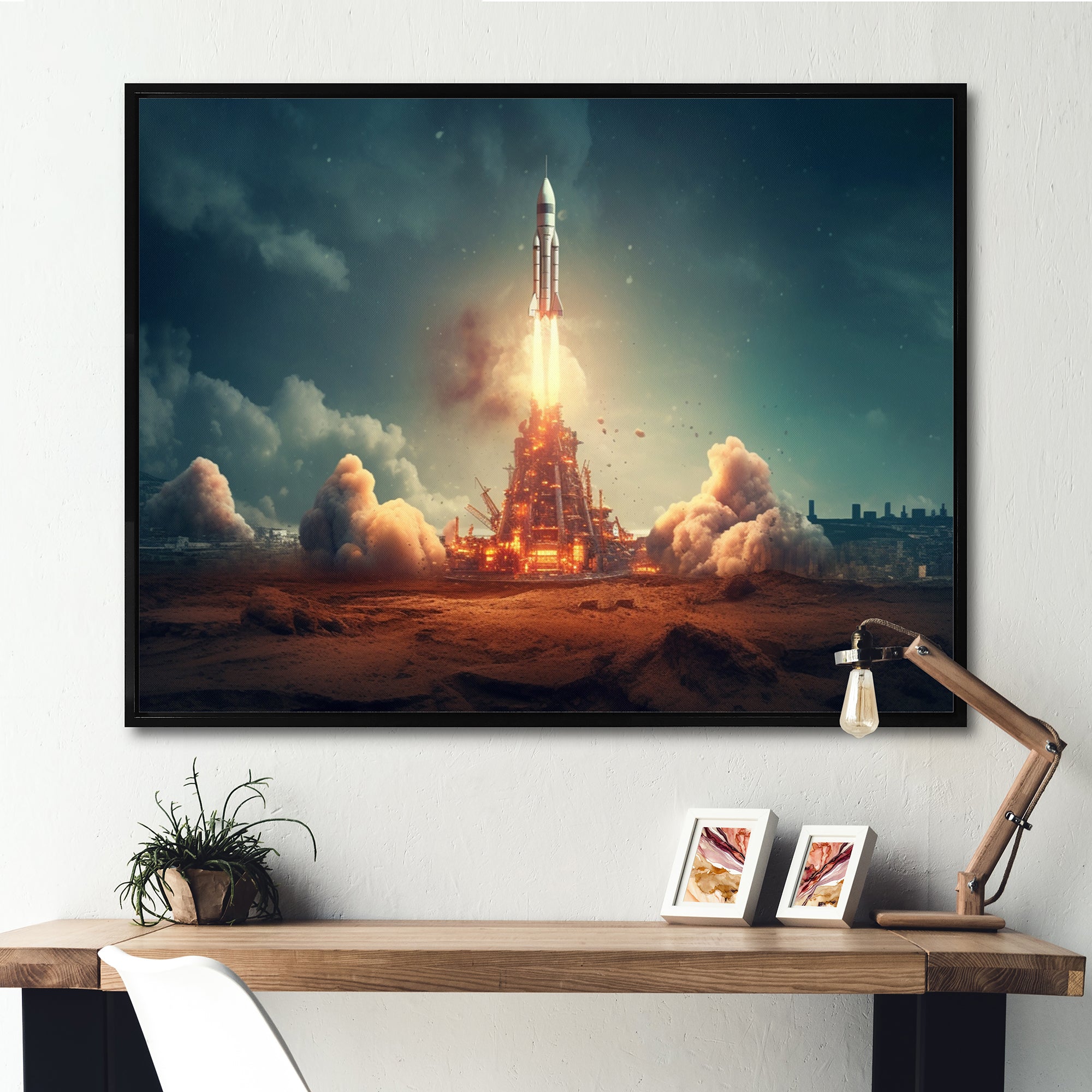 Vintage Spaceship Rocket I - Rocket Canvas Wall Art