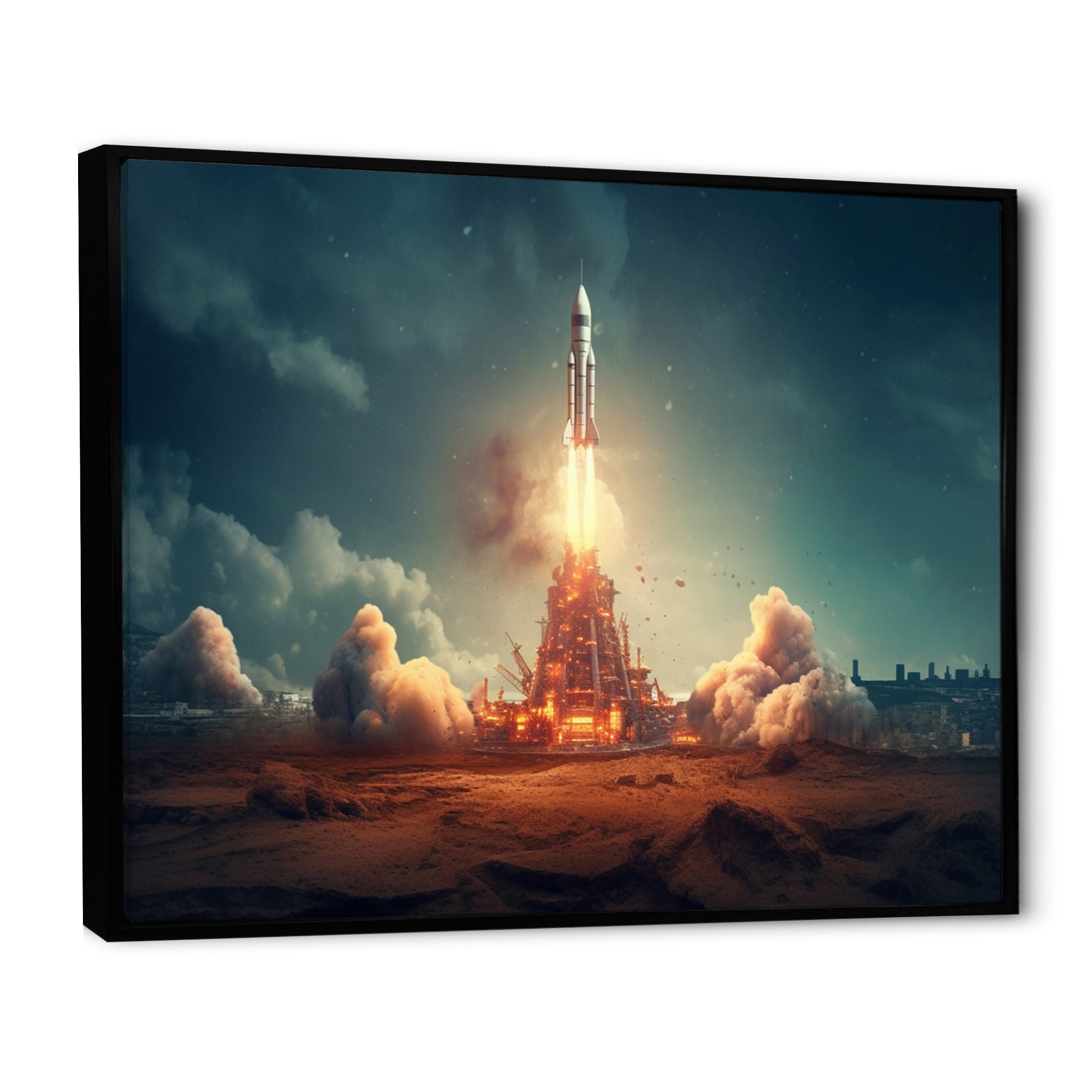 Vintage Spaceship Rocket I - Rocket Canvas Wall Art
