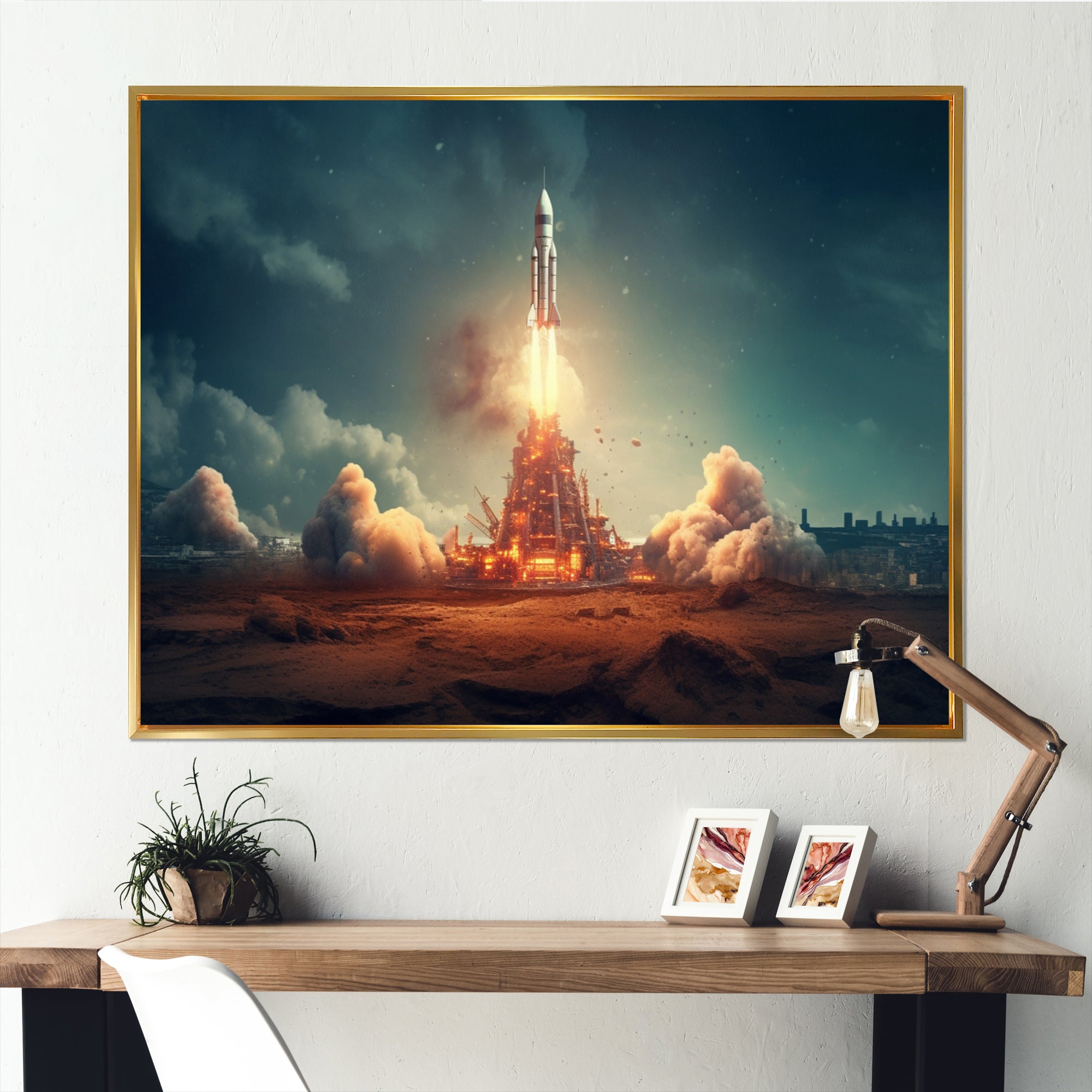 Vintage Spaceship Rocket I - Rocket Canvas Wall Art