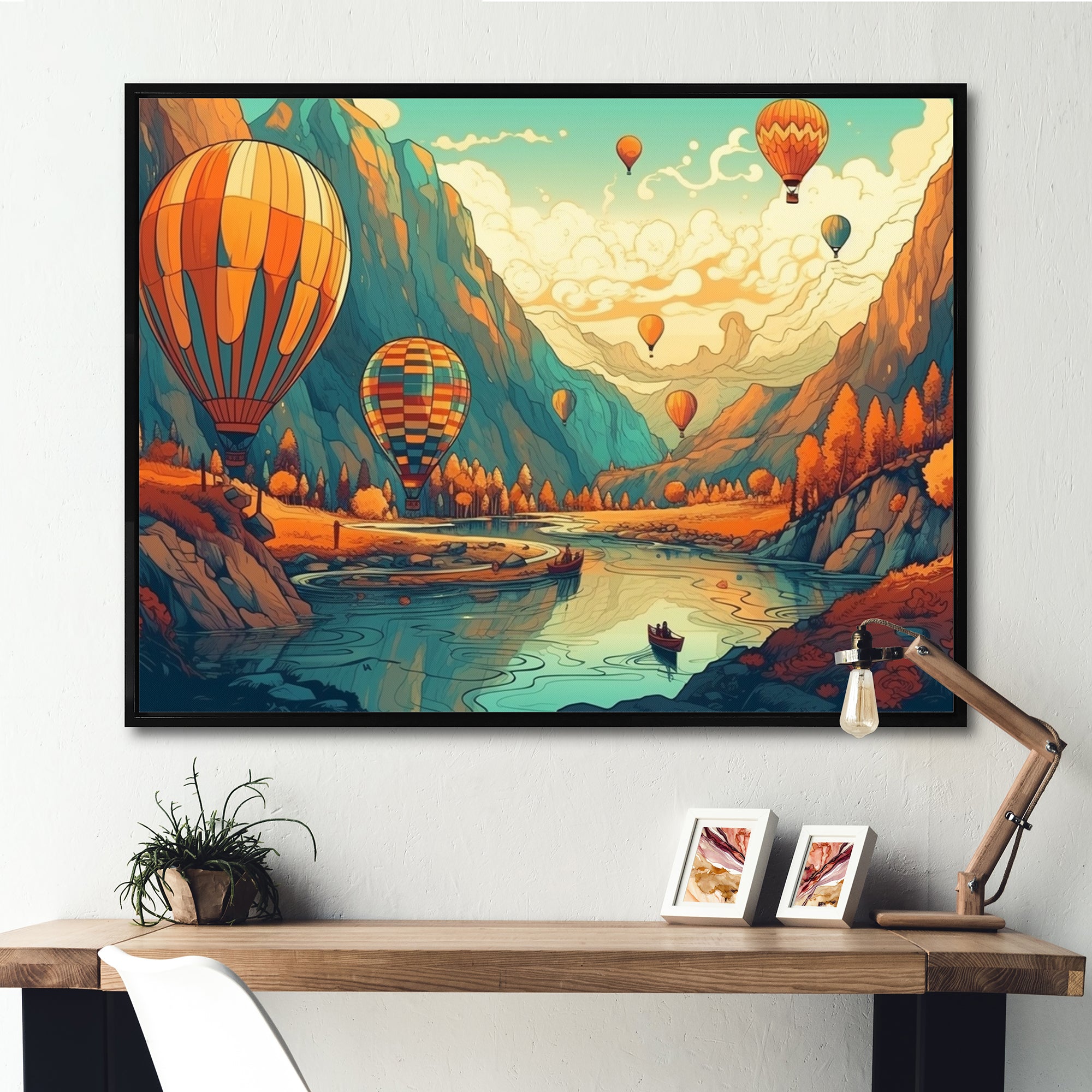 High In The Sky Hot Air Ballon - Hot Air Balloon Canvas Wall Art