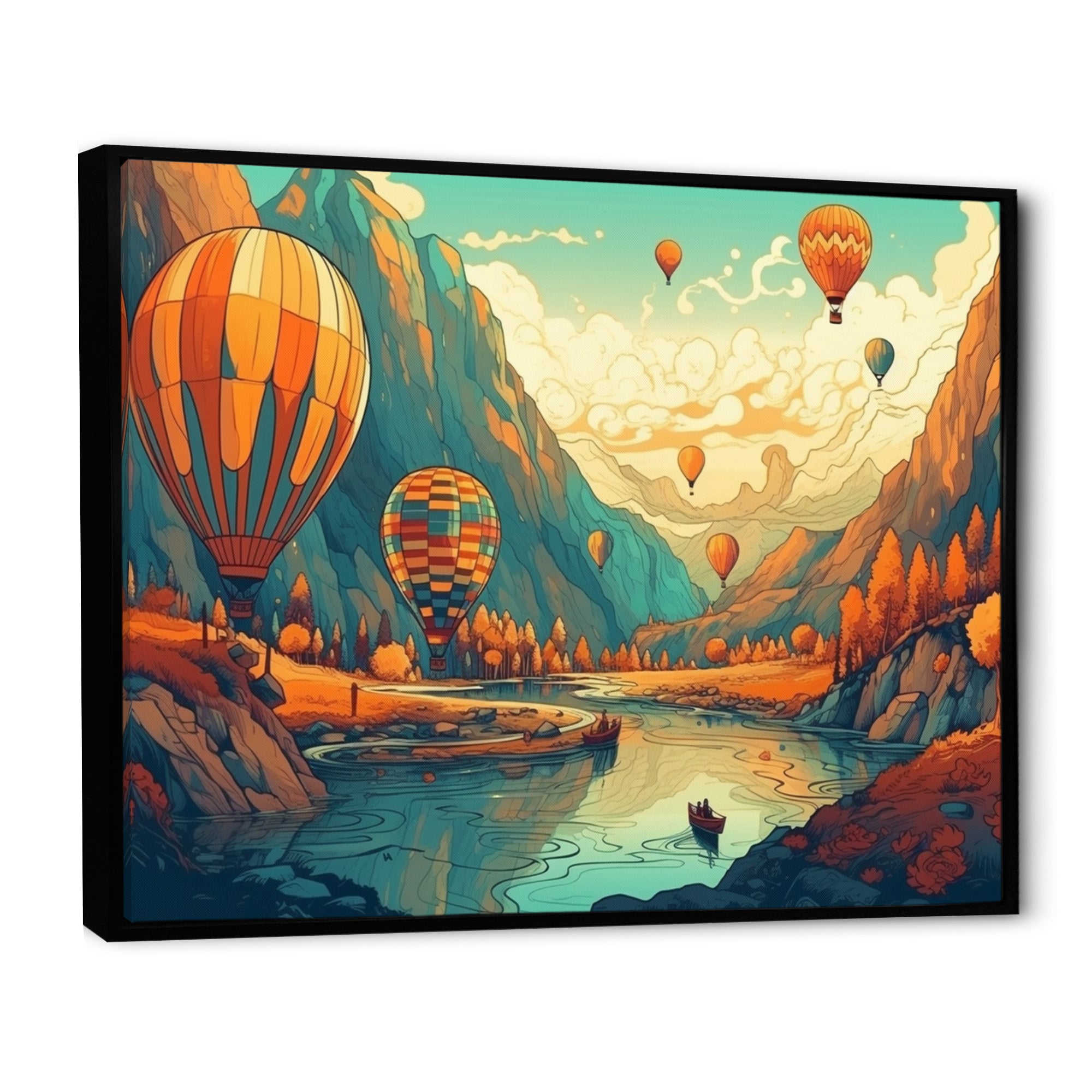 High In The Sky Hot Air Ballon - Hot Air Balloon Canvas Wall Art