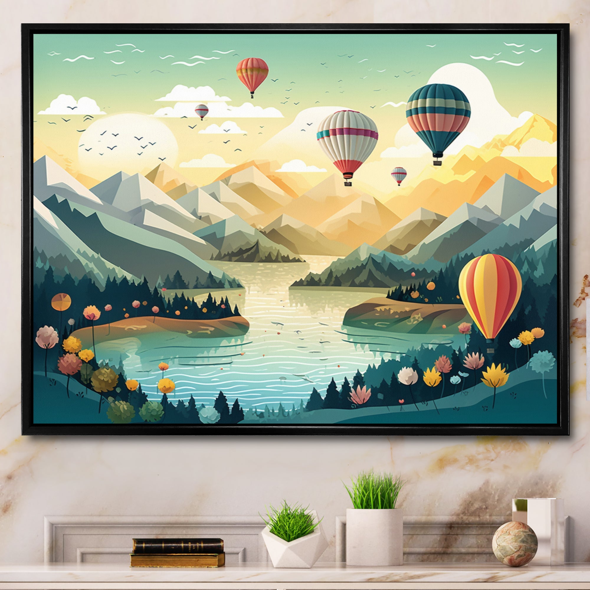 High In The Skies Hot Air Ballon - Hot Air Balloon Canvas Wall Art