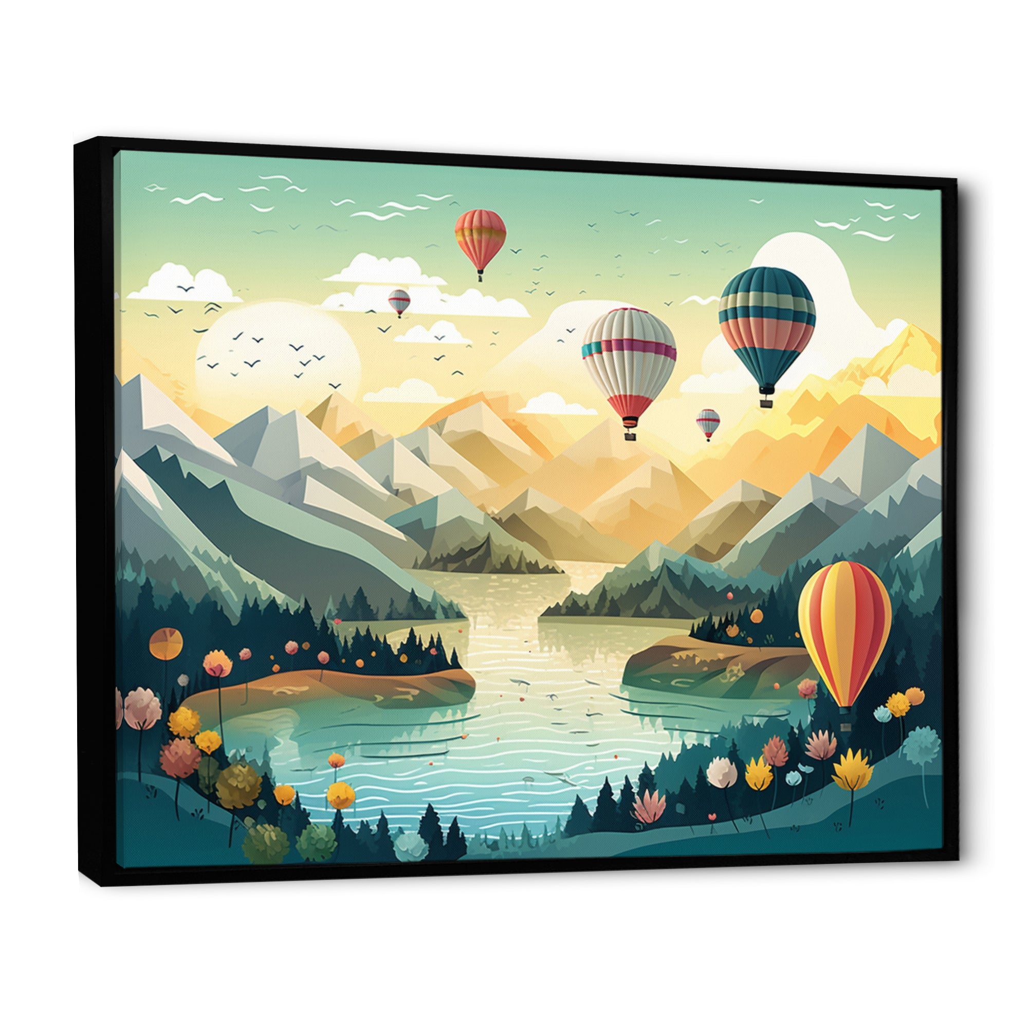 High In The Skies Hot Air Ballon - Hot Air Balloon Canvas Wall Art