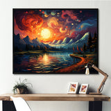 Planets Sunset On Mountain I - Hot Air Balloon Canvas Wall Art