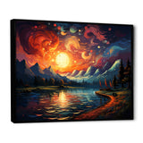 Planets Sunset On Mountain I - Hot Air Balloon Canvas Wall Art