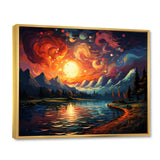 Planets Sunset On Mountain I - Hot Air Balloon Canvas Wall Art