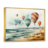 Air balloon Views On The Beach I - Hot Air Balloon Canvas Wall Art