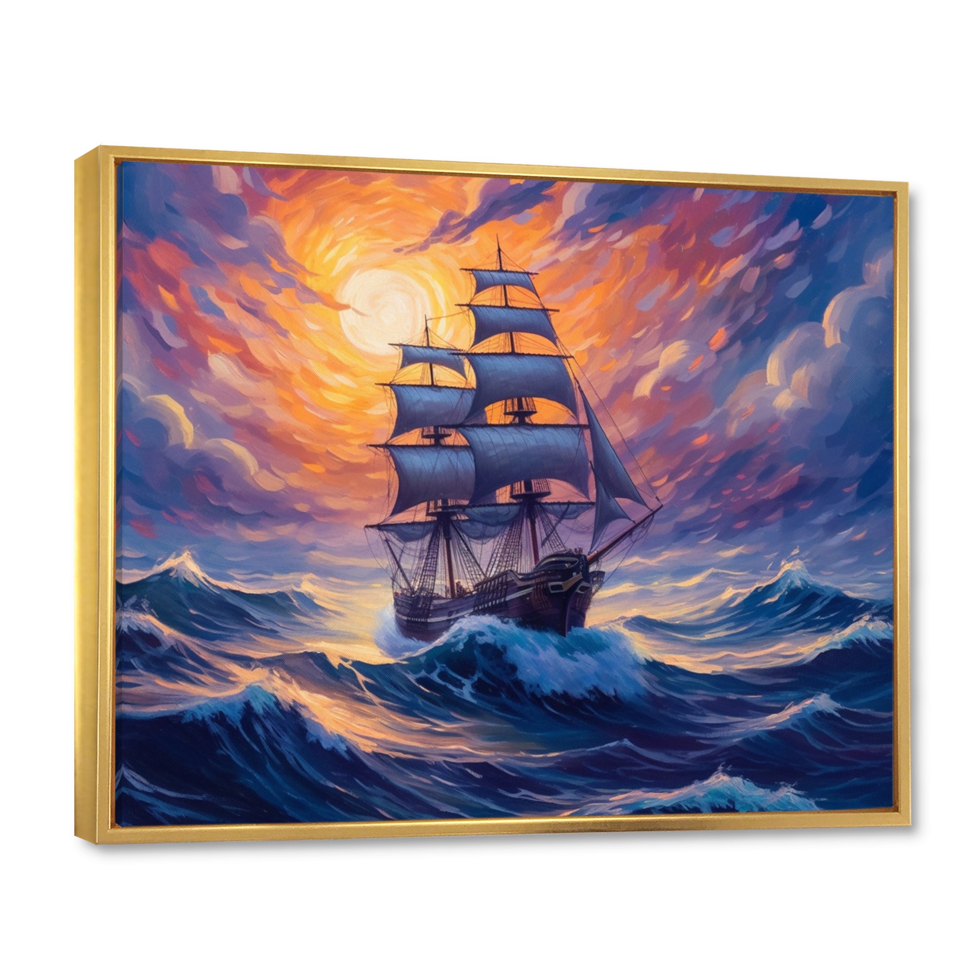 Ship Sailing The High Seas - Boat Canvas Wall Art