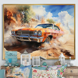 Orange Muscle Car On Offroad - Car Muscle Car Canvas Wall Art