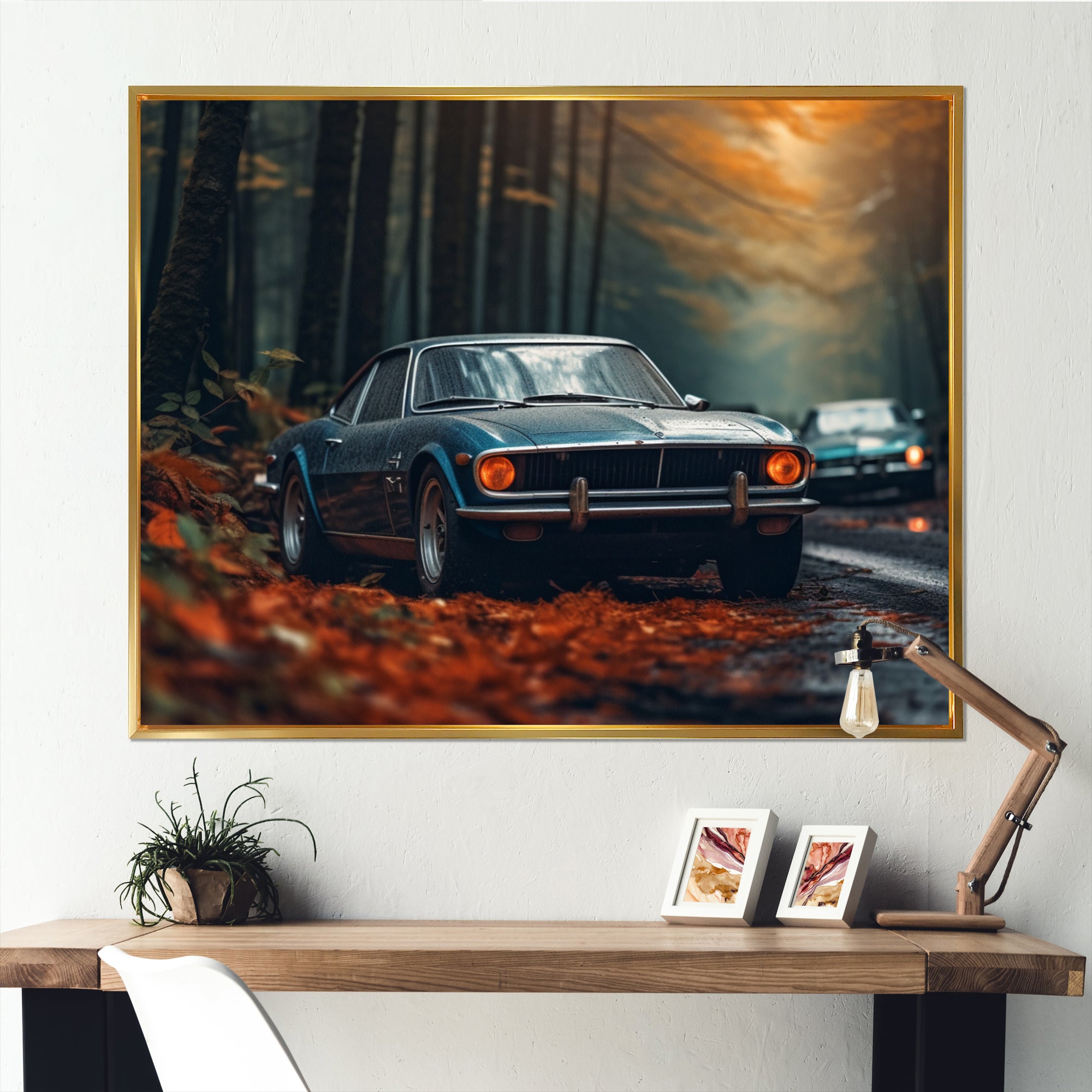 Mustang Forest Drives I - Car Muscle Car Canvas Wall Art