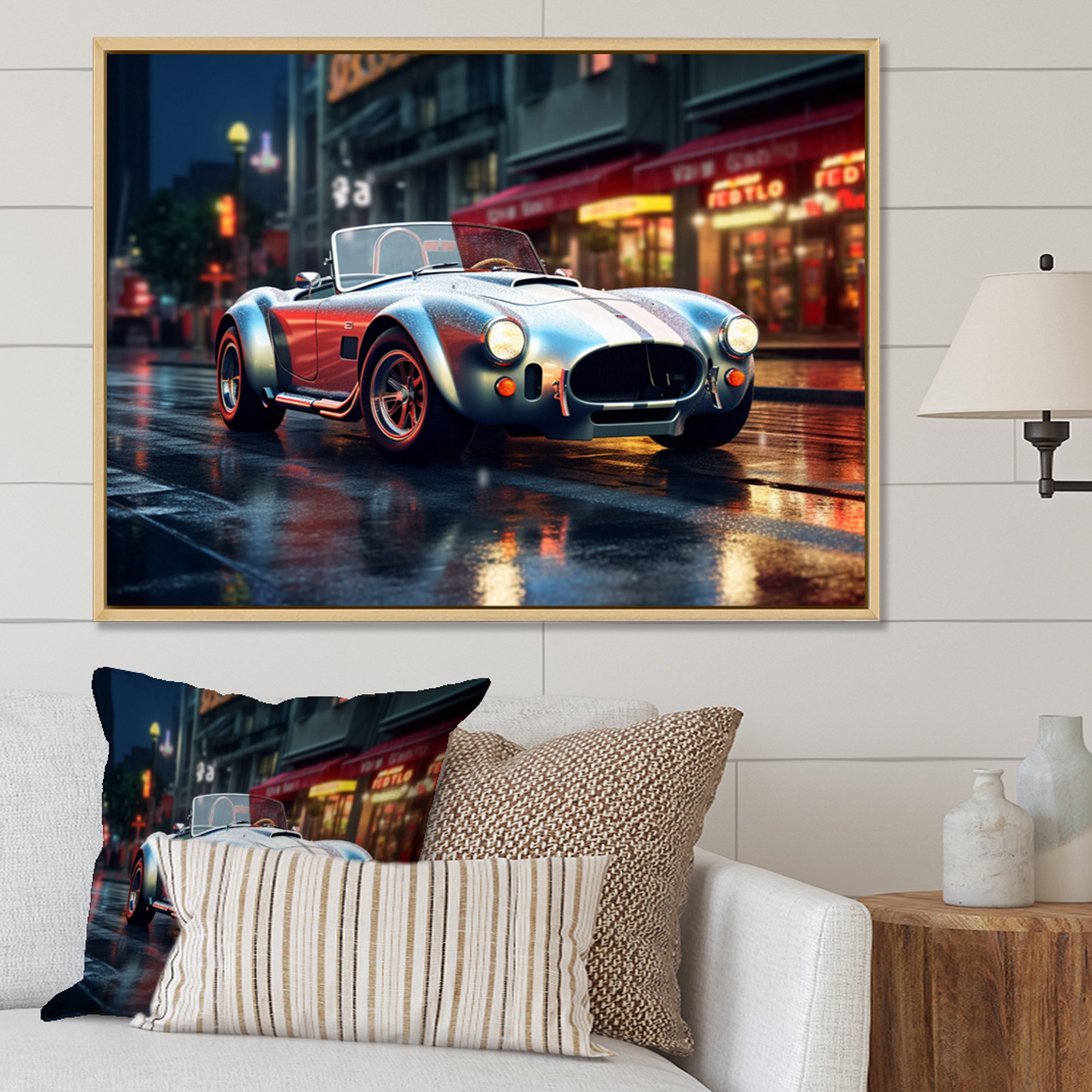 Classics Cobra Car At Night I - Car Old American Canvas Wall Art