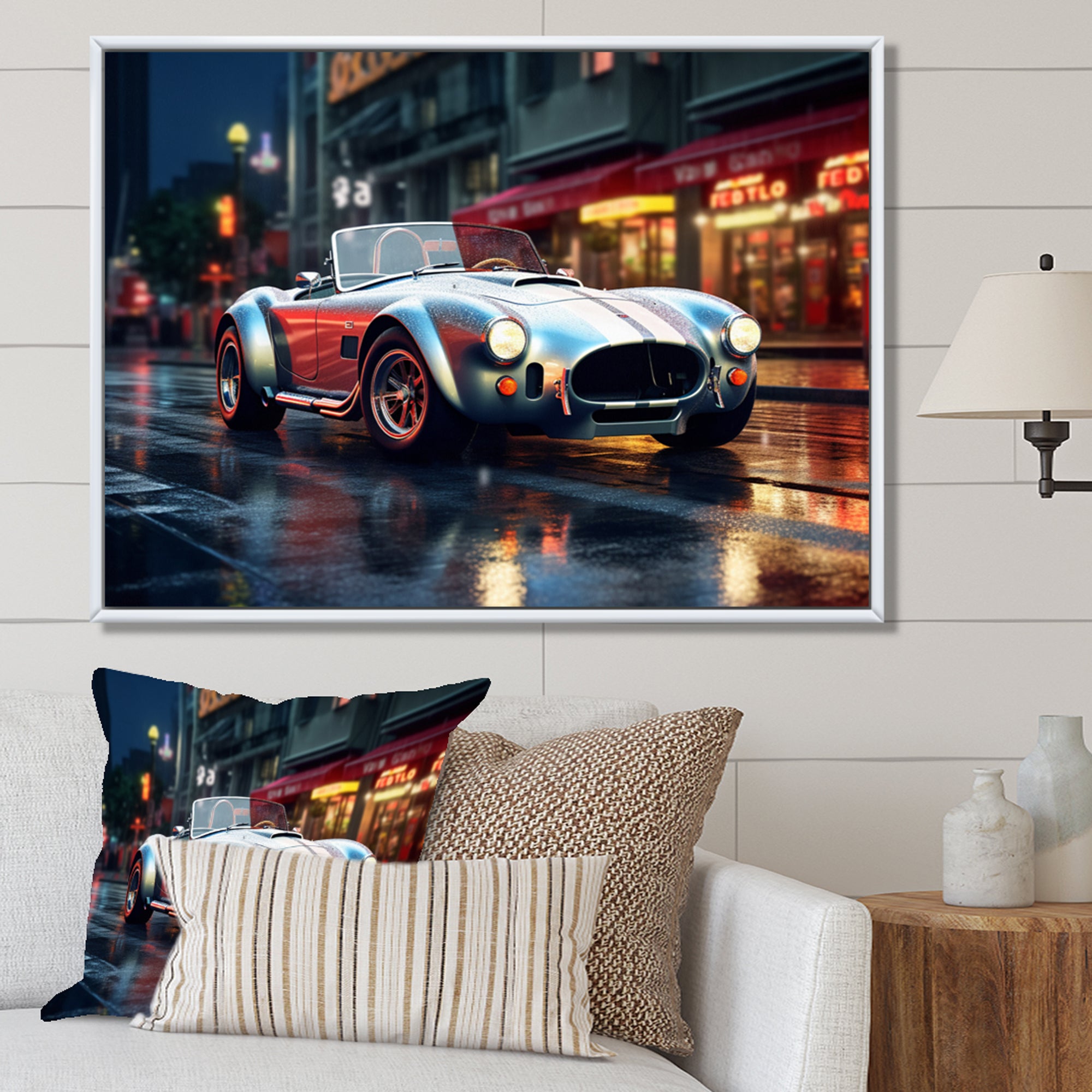 Classics Cobra Car At Night I - Car Old American Canvas Wall Art