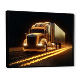 Yellow Neon Semi Truck - Neon Car Canvas Wall Art