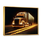 Yellow Neon Semi Truck - Neon Car Canvas Wall Art