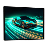 Teal Neon Exotic Car I - Neon Car Canvas Wall Art