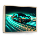 Teal Neon Exotic Car I - Neon Car Canvas Wall Art