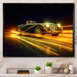 Yellow Neon Classic Car - Neon Car Canvas Wall Art