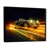 Yellow Neon Classic Car - Neon Car Canvas Wall Art
