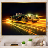 Yellow Neon Classic Car - Neon Car Canvas Wall Art