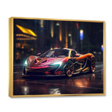 Exotic Car In The Neon Streets I - Neon Car Canvas Wall Art