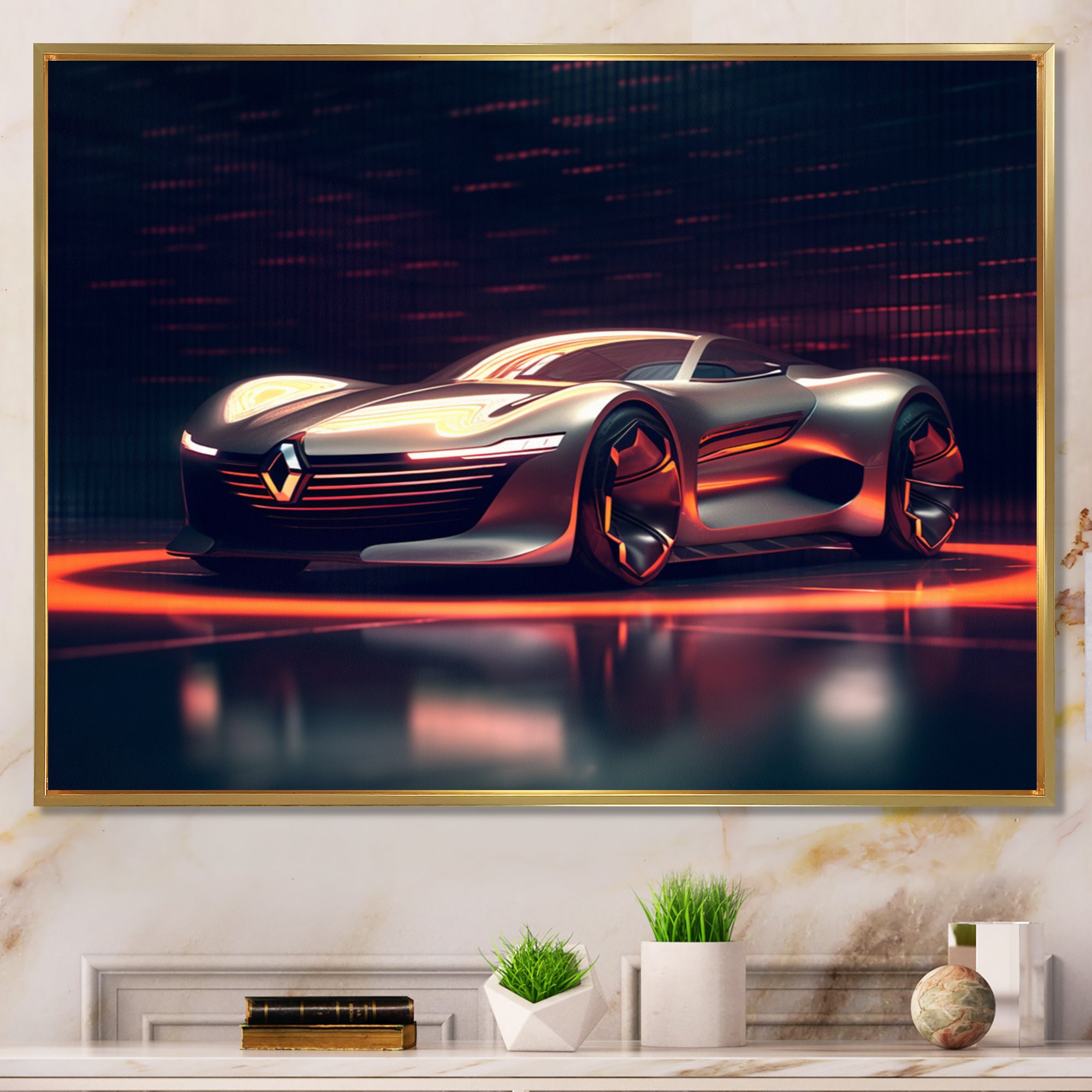 Neon French Exotic Car I - Neon Car Canvas Wall Art