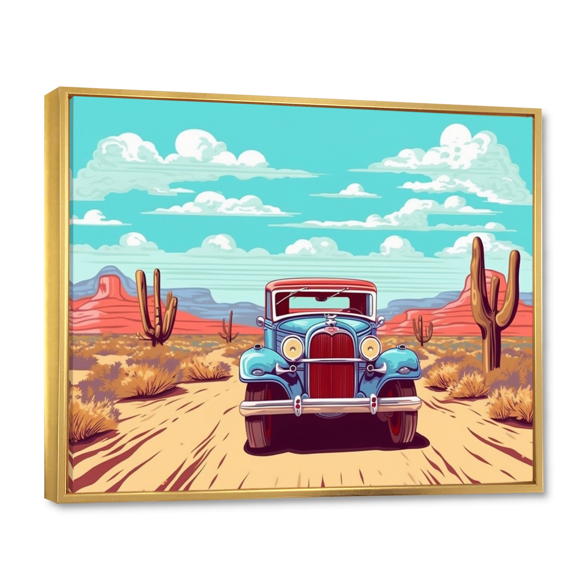 Old American Car In Nevada I - Car Old American Canvas Wall Art