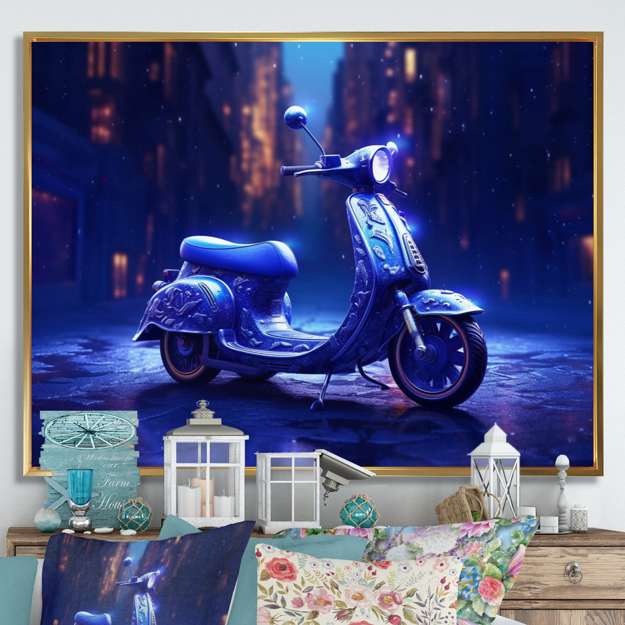 Scooter City Rides I - Scooter Canvas Wall Art