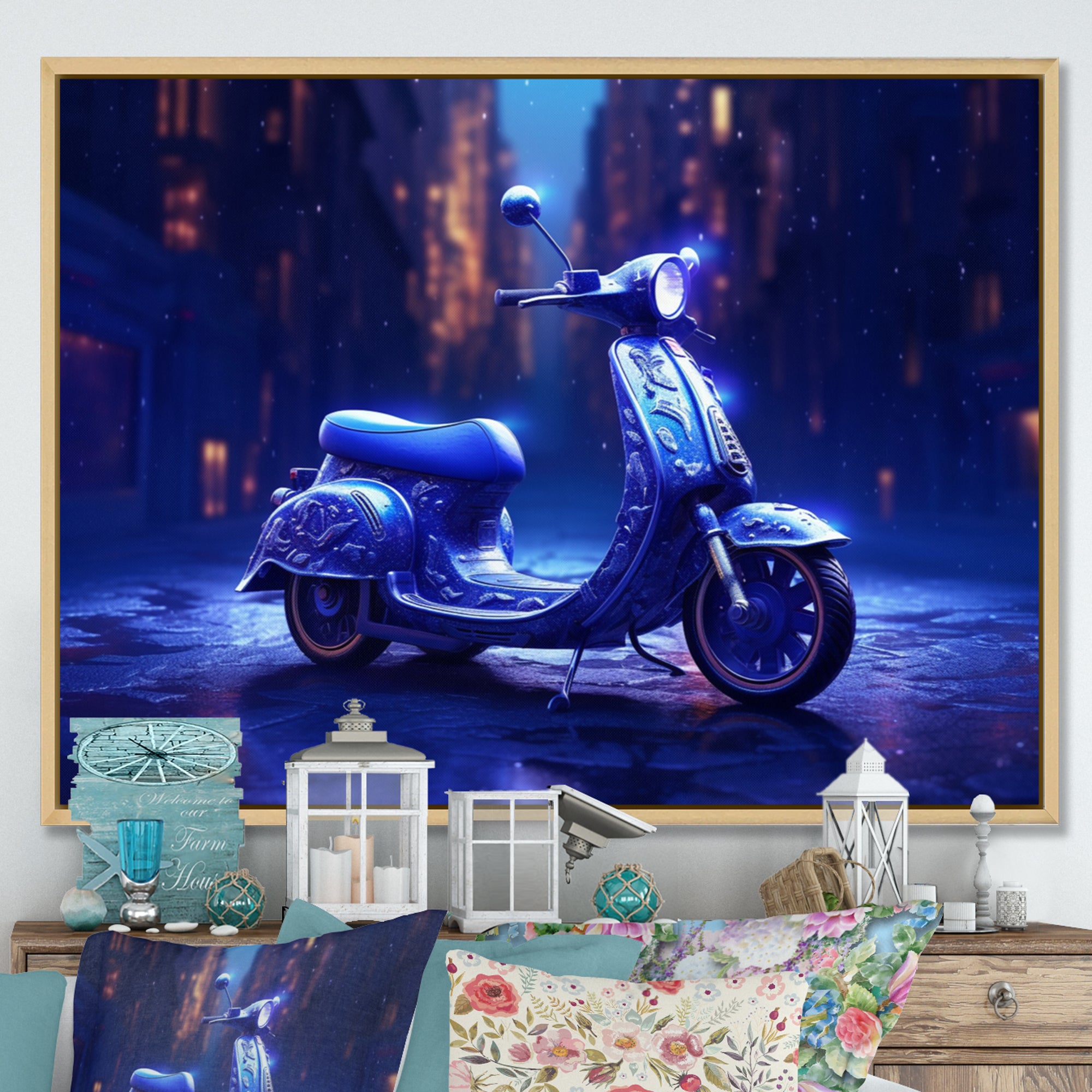 Scooter City Rides I - Scooter Canvas Wall Art
