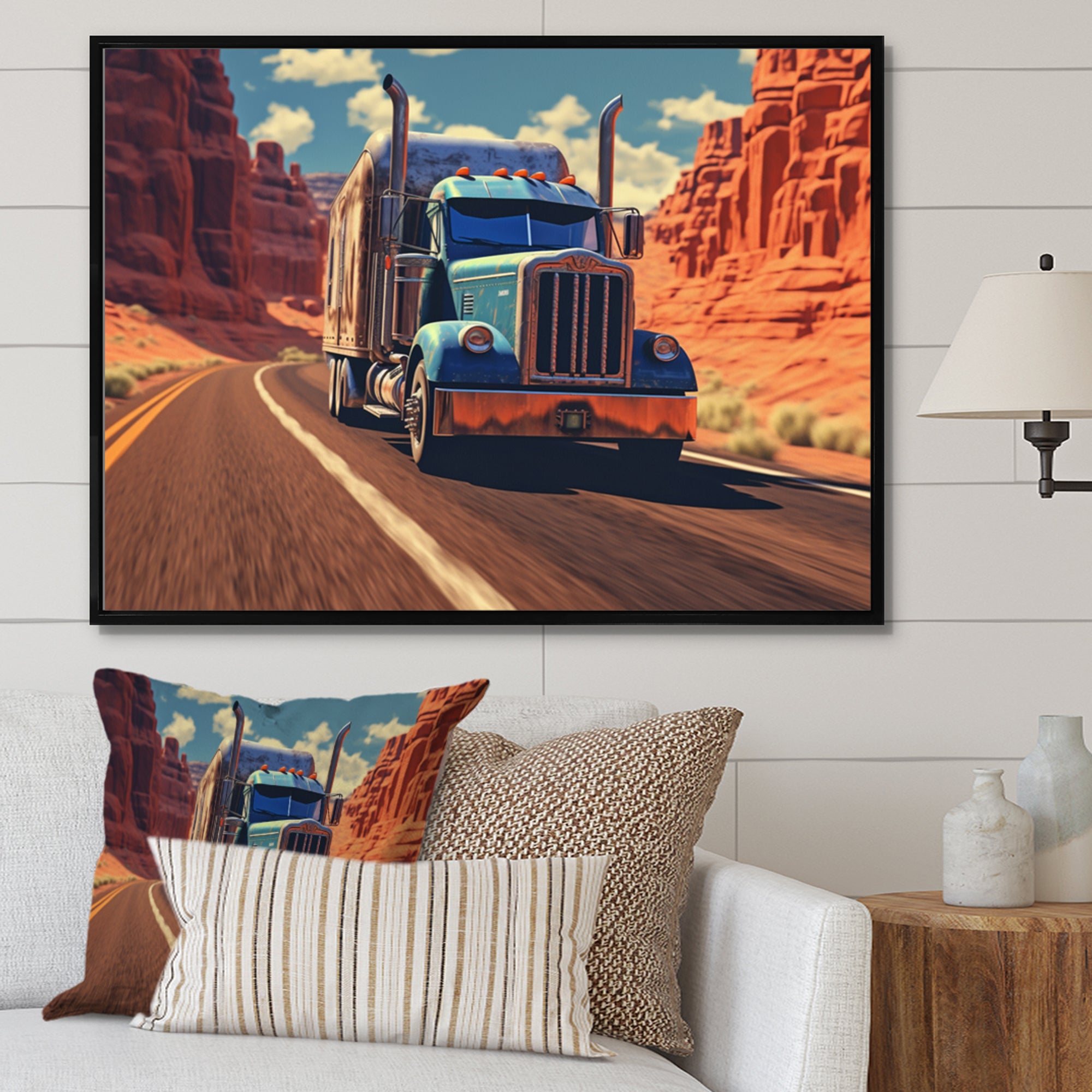 Semi Tractor - Truck Canvas Wall Art