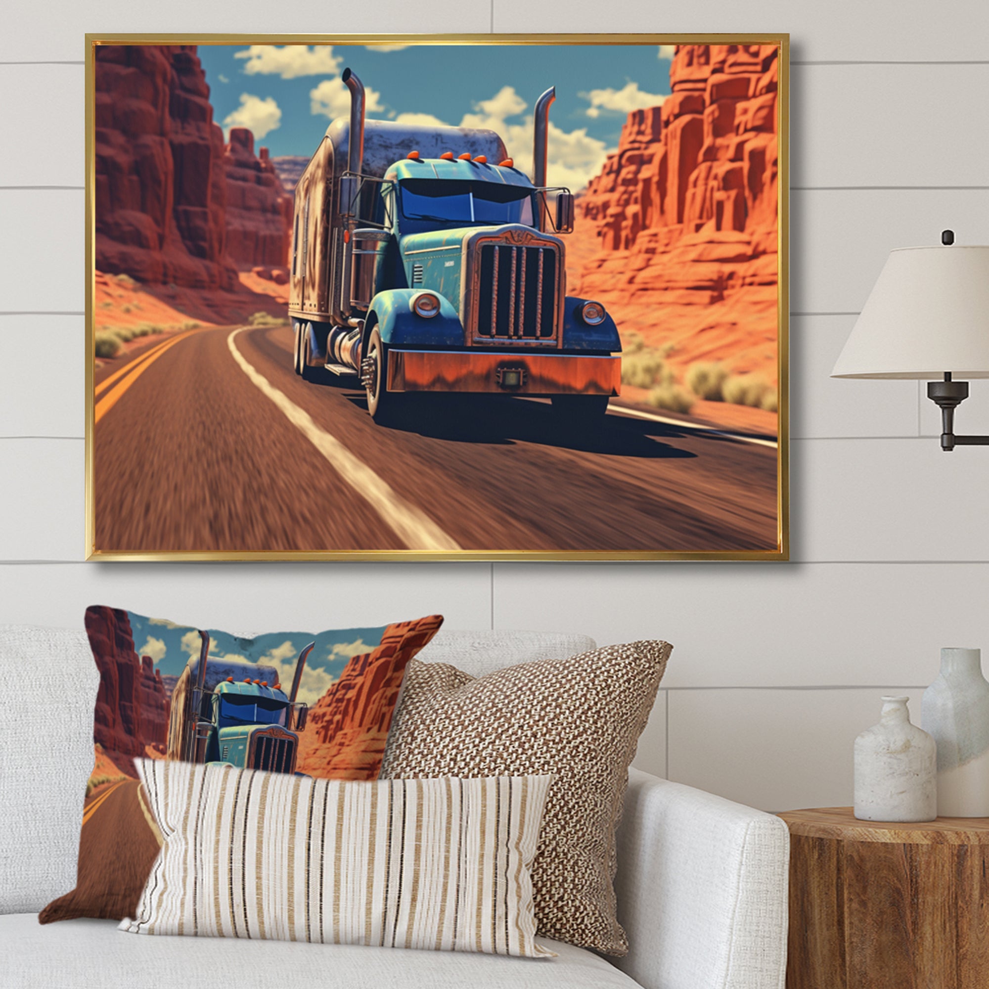 Semi Tractor - Truck Canvas Wall Art