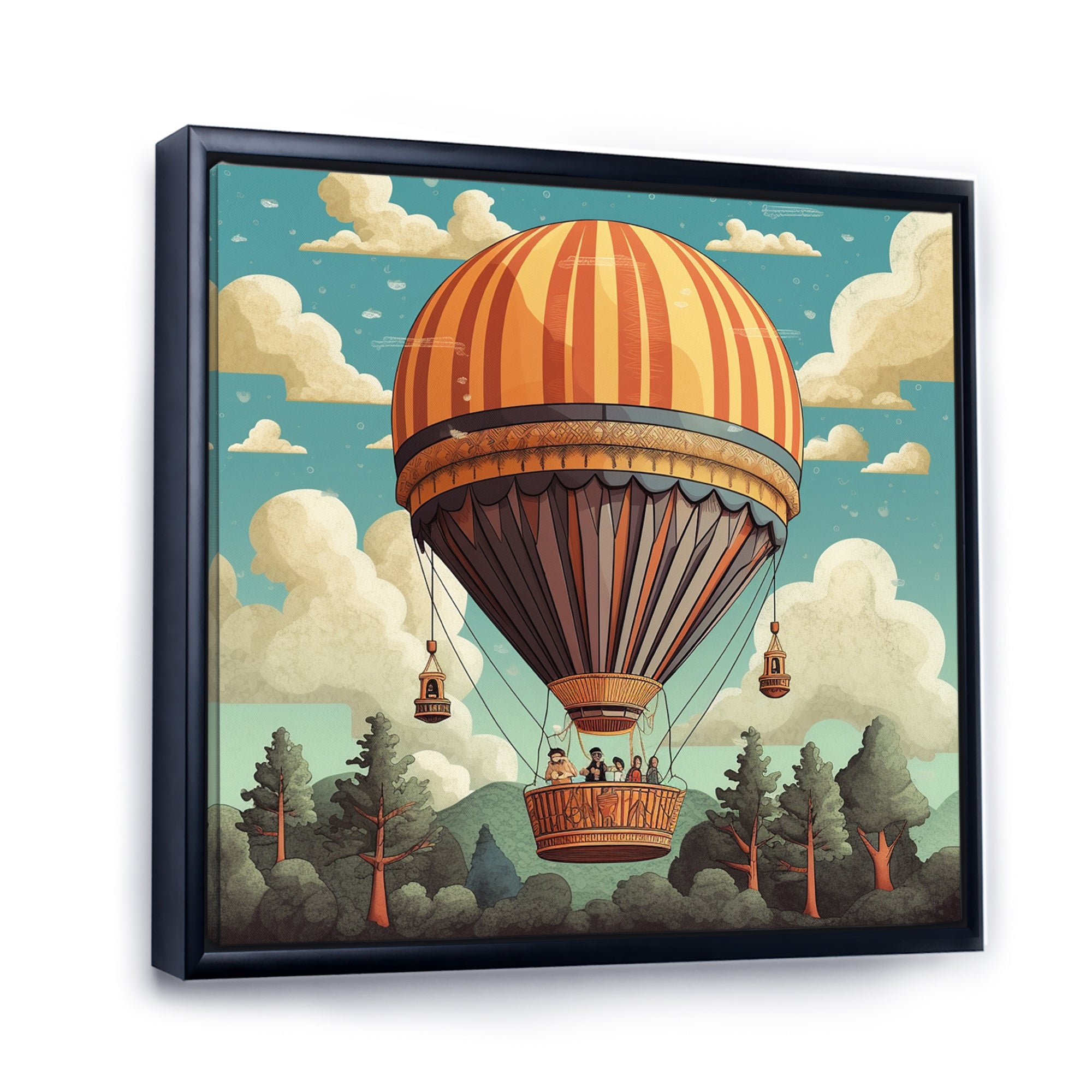 Vintage Hot Air Ballon Landscape I - Hot Air Balloon Canvas Wall Art