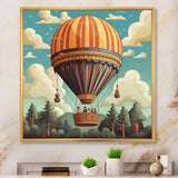 Vintage Hot Air Ballon Landscape I - Hot Air Balloon Canvas Wall Art