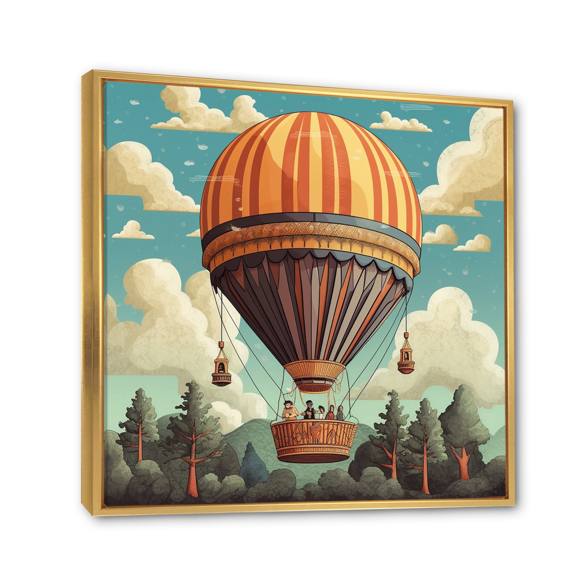 Vintage Hot Air Ballon Landscape I - Hot Air Balloon Canvas Wall Art