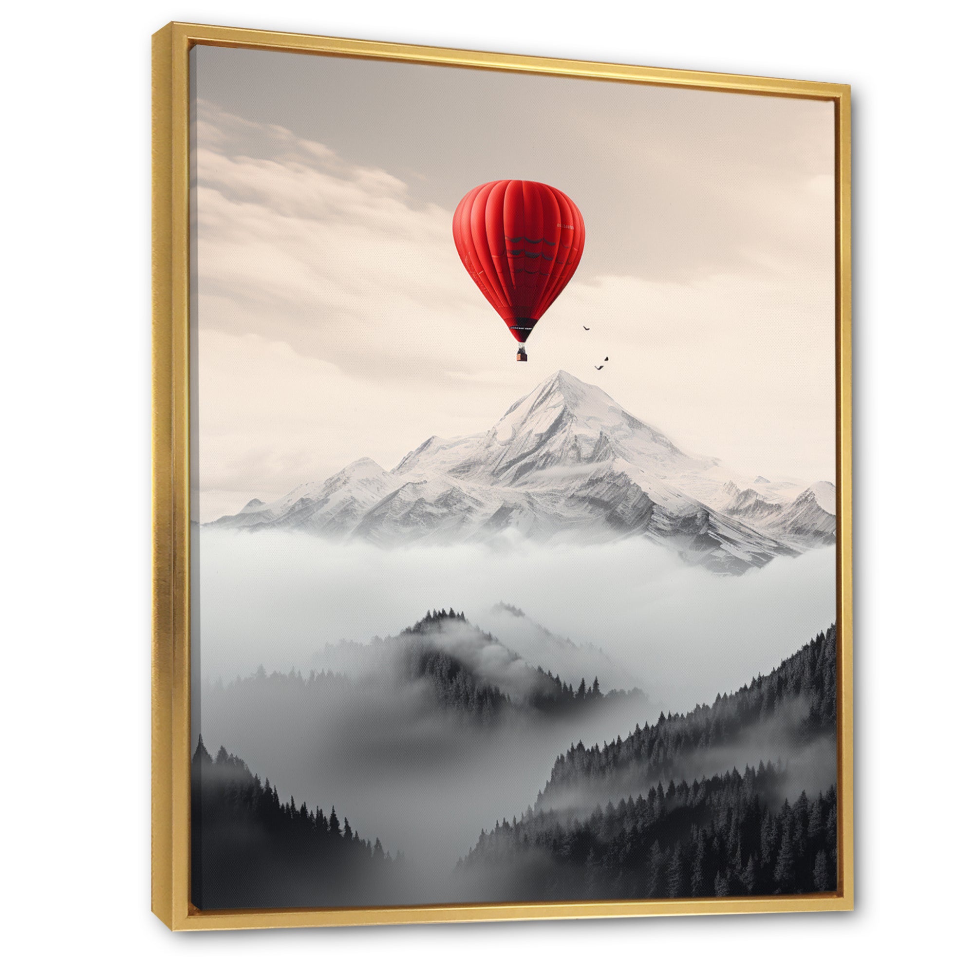 Hot Air Ballon In The Mountains I - Hot Air Balloon Canvas Wall Art