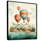 Flying Over The Ocean In Hot Air Ballon - Hot Air Balloon Canvas Wall Art