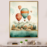Flying Over The Ocean In Hot Air Ballon - Hot Air Balloon Canvas Wall Art