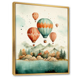 Flying Over The Ocean In Hot Air Ballon - Hot Air Balloon Canvas Wall Art