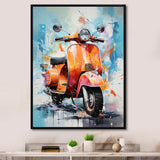 Coral Teal Scooter Display Graphite I - Scooter Canvas Wall Art
