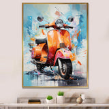 Coral Teal Scooter Display Graphite I - Scooter Canvas Wall Art